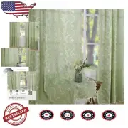 Light-Filtering Sage Green Linen Curtains - 63" Floral Drapes for Modern Homes