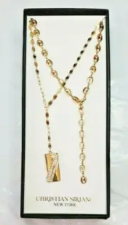 Christian Siriano New York 2 Necklace's & Pendant Gold Bar W Rhinestones New