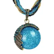Nevenka Vintage Bohemian Gemstone Pendant Necklace-DarkBlue