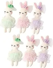 ibasenice 6pcs Adorable Stuffed Bunny Dolls Cute Rabbit Headband Ornaments for DIY Craft Projects Hair Decoration Collectible Plush Light