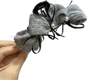 Plush Ribbon Pearl Bow Grab Clip - Women's Shark Hair Clip for Stylish Updos(Ribbon)