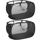 Durable Collapsible Laundry Baskets, Mesh Pop Up Pop Horizontal 2 x Black