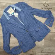 Anthropologie Linen Blend Single Button Blazer Size 8