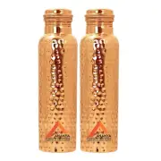 100% Pure Copper Hammered Water Bottle Handmade For Health Benefits Set of 2