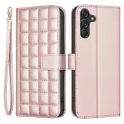 For Samsung Galaxy A16 Leather Case Wallet Square Grid Phone Cover