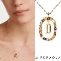 在飛比找momo購物網優惠-【PD PAOLA】西班牙時尚潮牌 金色D字母項鍊 彩寶橢圓