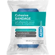 AEROBAN Blue Cohesive Bandage 10cm x 4.5M Wrap/12