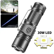 30W Long-Range Throwing LED Flashlight Ultra Bright Mini Type-C Charging Torch With Strong Light for Home Emergency, Out
