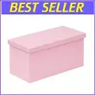 Compact Pink Folding Storage Ottoman - 100L Toy Box & Footrest, 30"x15"x15"
