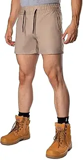 [Bad Workwear] Bad Saviour Elastic Waist Work Shorts – Lightweight 4-Way Stretch FREEMOVE Fabric | Adjustable Drawstring and Elastic Waist | Durable Double and Triple Stitching | 4.5-Inch Inseam