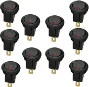 E Support 10pc Car Truck Rocker Toggle LED Switch Red Light On-Off Control 12V 16A