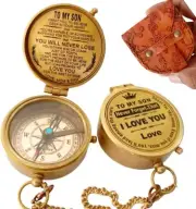 To My Son Personalized Compass with Leather Case Gift for Son Directional Compas