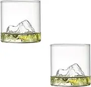 Japanese Mountain Style Glasses for Whiskey Glasses Old Fashioned Liquor Vodka Bourbon Cocktail Scotch Tumbler Bar Lowball Glassware Drinking Tumblers Cups 170ml (Transparency-Set of 2)