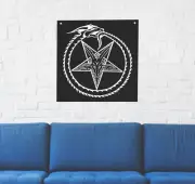 Pentagram Wall Tapestry - Goat Skull Leviathan Cross Baphomet Occult Gothic Flag