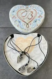 Brighton Brazilian Heart Black Corded Silver Necklace New In Box