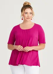 [Taking Shape] Taking Shape Pintuck Detail Top Size 16 in Magenta, Viscose - Plus Size Women's Clothing Magenta