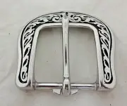 Jeremiah Watt Floral Belt Buckle 1 1/4" Horse Tack Traditional Black Stainless