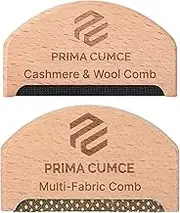 Prima Cumce Wooden Cashmere Comb – Depiller for Clothes, Cashmere and Fine Wool Sweaters – Wooden Lint Shaver for Clothing with Copperhead – Multipurpose Fabric Pill Remover for Fuzz, Bobbles (2PCS)