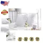Luxe White Lace Ruffle Pillow Covers - 20"x20" Cotton Cushion Cases (Pack of 2)
