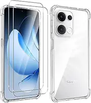 Case for Oppo Reno 13 5G + 2 Pack Screen Protector, ELECTRO-WEIDEWORLD Ultra-Clear Anti-Scratch Soft TPU Case Cover for Oppo Reno 13 5G, Shockproof Phone Case with Bumper Protection, Clear