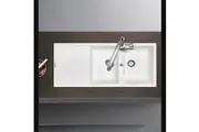 1160x500mm Double Bowls Drainer Board Granite Kitchen Laundry Sink Top/Flush Mount White