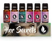 Her Secrets - Gift Set of 6 Premium Fragrance Oils - Pretty, Dark Embrace, Forever Yours, Secret Crush, Pink Splash, Sugar Kiss - Eternal Essence Oils