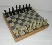 14" Marble Chess Set Handmade Saopstone pieces wooden Box Collectible and gifts
