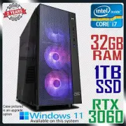 Gaming PC Intel Core i7 Quad GeForce RTX 3060 Computer 32GB RAM 1TB SSD Desktop