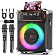 Karaoke Machine with 2 Microphones, Portable Bluetooth 5.3 Karaoke Speaker