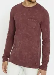 Buffalo David Bitton Kathern 100% Cotton L/S Distressed Mens XXL Rouge Red NWT