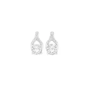 Silver Clear Cz Wishbone Style Studs in White