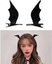 Black Devil Wings Hair Clip Bat Wing Hair Barrette Halloween Bat Hair Clip Cosplay Costume Hair Accessories for Women Girls Devil Horns Hair Pins Goth Horror Hairpin 2Pcs