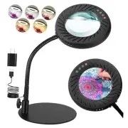 10X Magnifying Glass with Light and Stand, Flexible Gooseneck Magnifying Desk