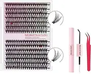 Lash Extension Kit 280 Pcs Individual Lashes Cluster D Curl Eyelash Extension Kit Includes Tweezers and Eyelash Adhesive, Mixed Length for Girls Beauty Woman Party (30D+40D-D,9-16Mix)