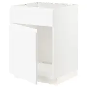 METOD base cabinet f sink w door/front, white/Voxtorp matt white, 60x60x80 cm