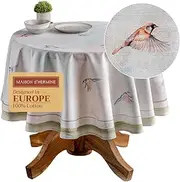 Maison d'Hermine Table Cloth Round Table 100% Cotton 69 Inches Tablecloth Reusable Decorative Everyday Use for Dining Room, Farmhouse, Home, Party, Festive & Wedding Spring Summer - Flying Birds