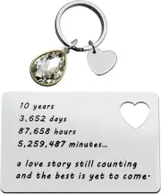 10 Years Anniversary Wallet Card Gift Couple Medium, Silver