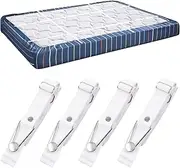 Swpeet 4Pcs Bed Sheet Holder Straps, White Adjustable Fitted Sheet Clips, Elastic Mattress Sheets Grippers Holders Straps, Bed Sheet Fastener Suspenders for Bed Sheets, Mattress Covers, Sofa Cushion