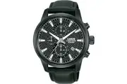 LORUS Men's Sports Chronograph Quartz Watch Mod. SPORTS 10 ATM Water Resistant SS IP Black Case Leather Strap Official Box