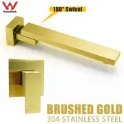 Square Brushed Gold Swivel Bath Spout Vessel Bathtub Filler Wall Tap Watermark