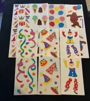 Mixed Lot Of Vintage 80’s Mrs. Grossman’s Birthday Clowns Party Stickers Strips