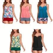 2x Flowy-Tankini Swimsuits Slip Dress Swimwear Tank-Top Bathing Suits for Women