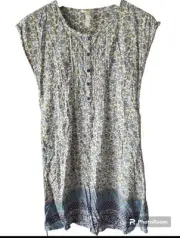 MATILDA JANE Belted Short Sleeve Half Button Front Floral Print Midi Dress Large