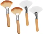 [BELLIFFY] Original Wood Series Large Fan Shaped Powder Brush Setting Brush Set Soft Hair for Blush Highlighter for Nose Shadow Multipurpose for Makeup