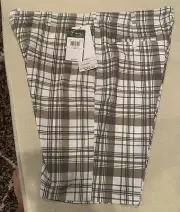 NEW Men’s Ben Hogan Performance Power Golf Shorts Sz 40 Tan & White Plaid