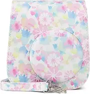 BLBMTCBCAG Camera Bag Flower PU Leather Mini Film Camera Shoulder Bag Protective Case Protective Case Bag Fit for Fujifilm Fit for Mini 11 9 8 Camera Protection(B)