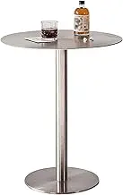 Exquisite Outdoor Bistro Pub Table 50cm Round Waterproof Cocktail Table with Metal Base for Living Room Coffee Shop Balcony and Patio Sliver Stainless Steel 50x50x75cm