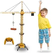 Liberty Imports 6 Channel RC Mega Tower Crane, 50.4 inch Tall 2.4GHz Remote Control Construction Site Toy 680° Rotation Lift Model with Tower Lights and Sounds