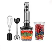 Immersion Blender Handheld, 1200W 6-Speed 4-in-1handheld Blender,with 500ml Chopping Bowl, Egg Whisk, 600ml Beaker for Puree Infant Food/Smoothies/Soups, BPA-Free