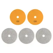 5pcs 5-Inch Grit 150 Diamond Polishing Pads Wet/Dry for Stone Concrete Marble